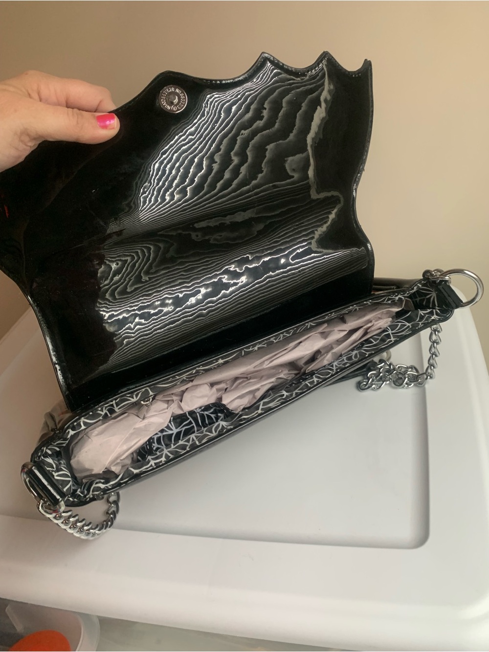 Sourpuss Bat Wing Purse – Hand Pinstriped One-of-a-Kind Custom Piece - Picture 6 of 8